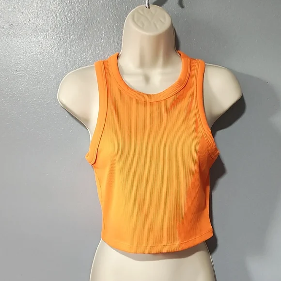 H&M Vibrant Orange Tank Vest Cropped Top - Picture 3 of 17